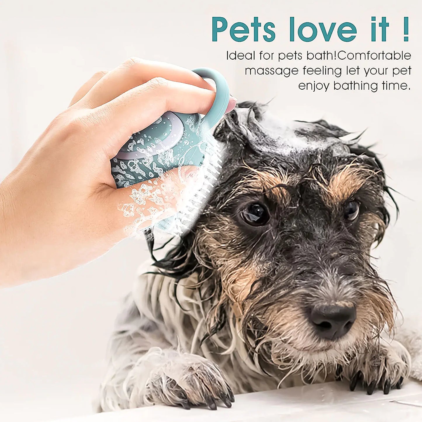 Silicone Dog Brush with Shampoo Dispenser for Bathing
